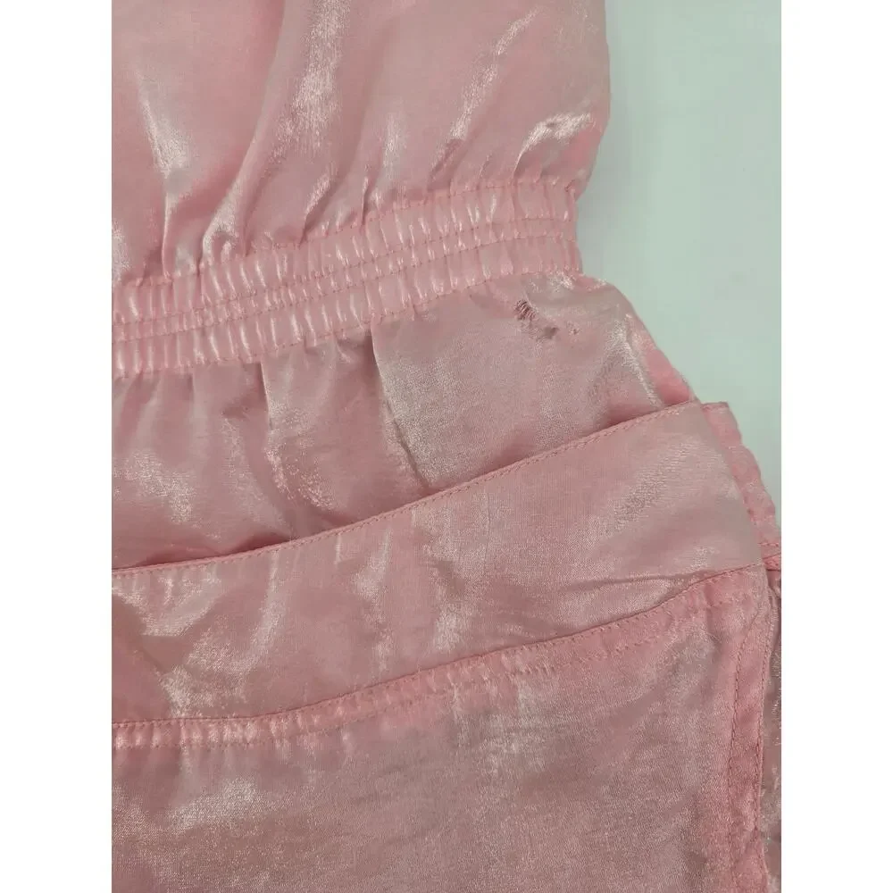 Vintage Y2K Copper Key Retro Cabincore Pink Shimmer Jacket with Faux‎ Fur Hood